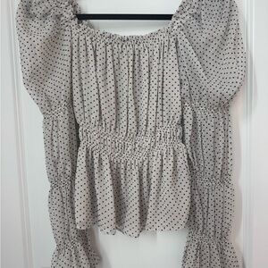 Express Black and White Polka Dot Blouse